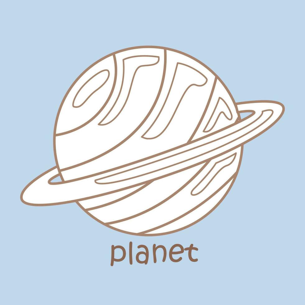 Alphabet p zum Planet Wortschatz Schule Lektion Karikatur Digital Briefmarke Gliederung vektor
