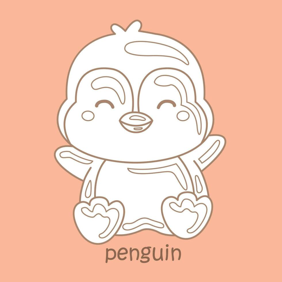 Alphabet p zum Pinguin Wortschatz Schule Lektion Karikatur Digital Briefmarke Gliederung vektor
