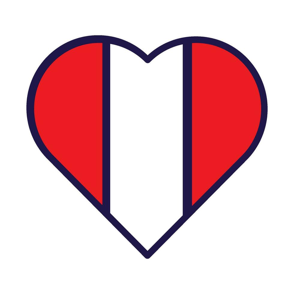 peru flagga festlig patriot hjärta översikt ikon vektor