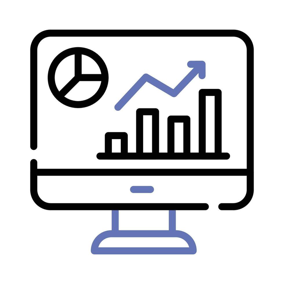 Daten Diagramm auf lcd Anzeige zeigen Vektor von Markt Analyse im modern Stil