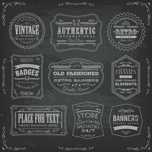 Vintage Etiketter Ans Signs On Blackboard vektor