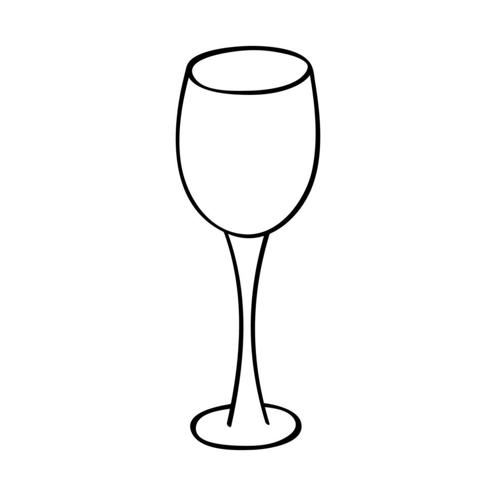 hand dragen vin glas illustration. alkohol dryck ClipArt i klotter stil. enda element för design vektor