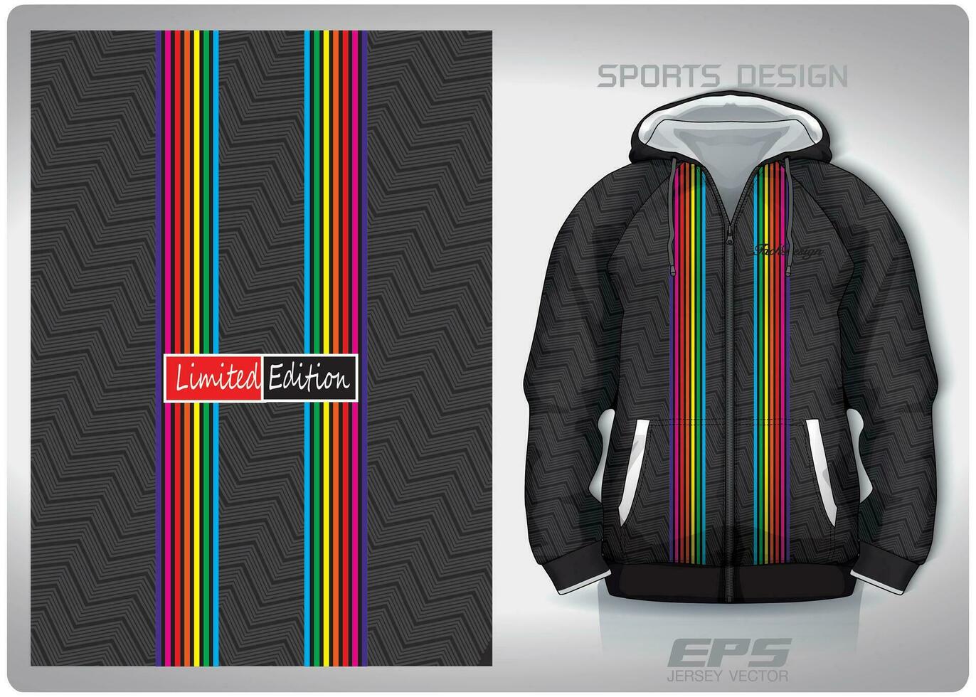 Vektor Sport Hemd Hintergrund Bild.irisierend Licht im schwarz wellig Muster Design, Illustration, Textil- Hintergrund zum Sport lange Ärmel Kapuzenpullover, Jersey Kapuzenpullover