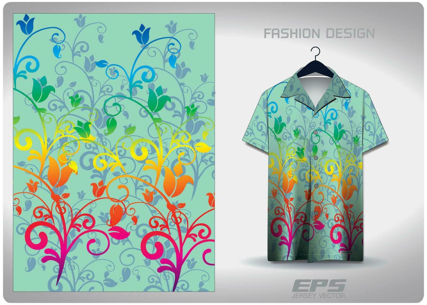 Vektor hawaiisch Hemd Hintergrund Bild.Regenbogen Blume Ranke Muster Design, Illustration, Textil- Hintergrund zum hawaiisch Hemd, Trikot hawaiisch Hemd