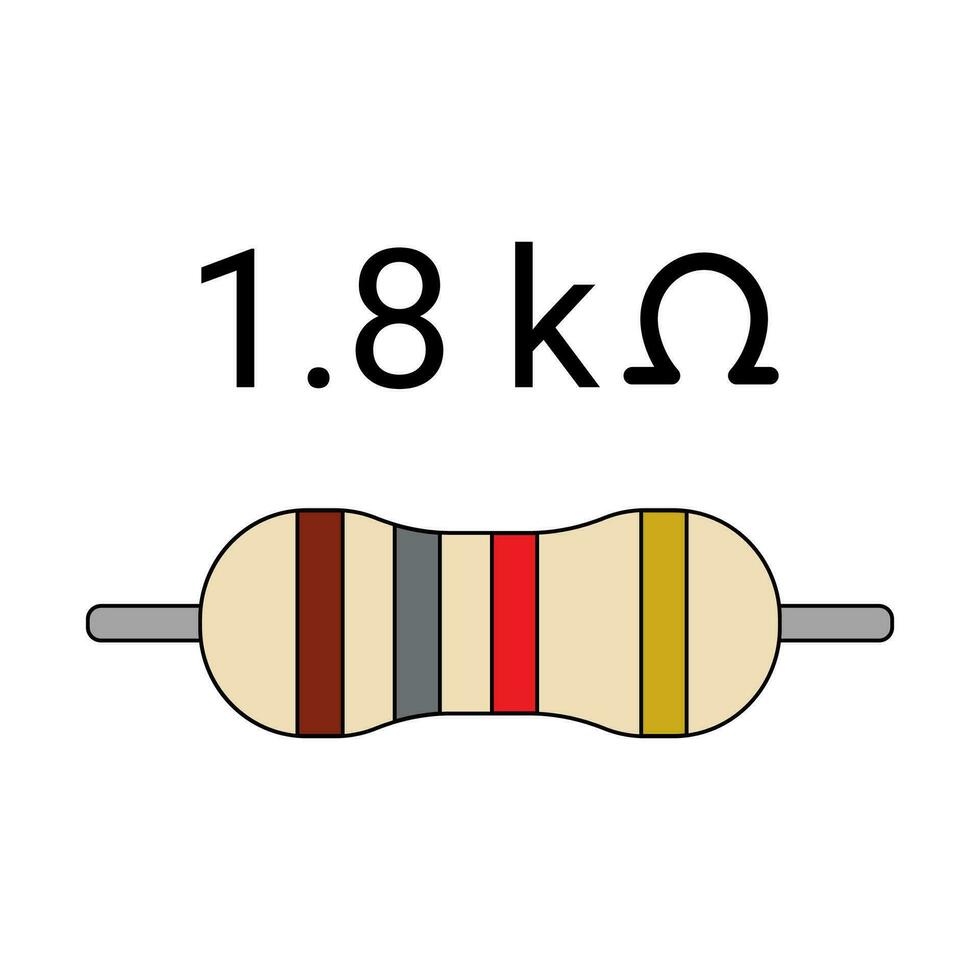 1k8 Ohm Widerstand. vier Band Widerstand vektor