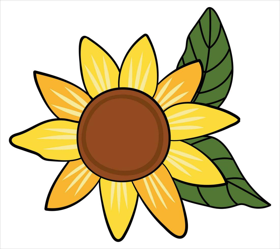 Sonnenblume auf ein Weiß isoliert Hintergrund. Karikatur Stil. vektor