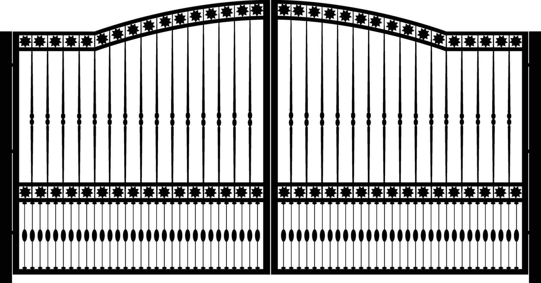 modern geschmiedet Tore, Tor Symbole, Portal Zeichen, dekorativ Metall Tore mit wirbelt, Pfeile, und Ornamente, Vektor Abbildung-3