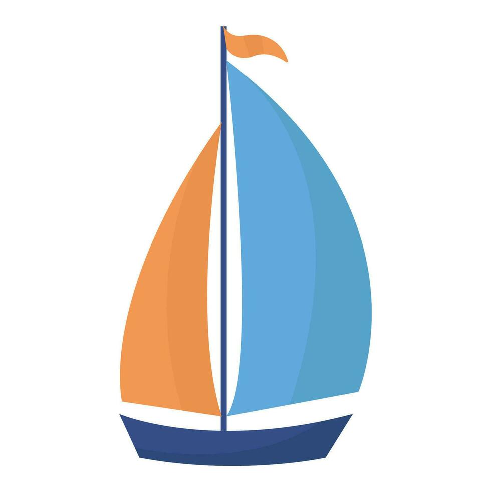 ein Illustration von ein süß segeln Boot. Karikatur Stil Yacht. isoliert auf Weiß. vektor
