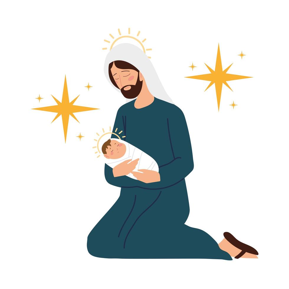 Krippe, Krippe Joseph mit Baby Jesus vektor