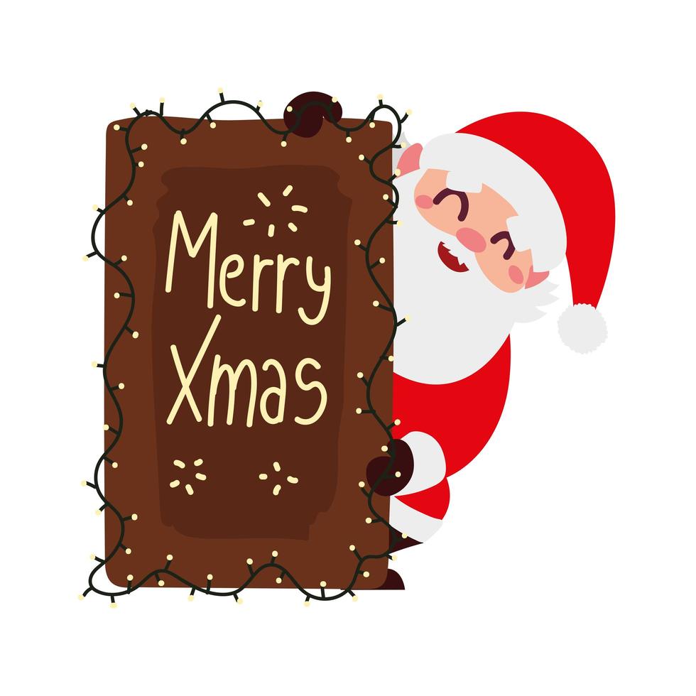weihnachten weihnachtsmann mit brettbeschriftung beleuchtet dekoration karikatur vektor