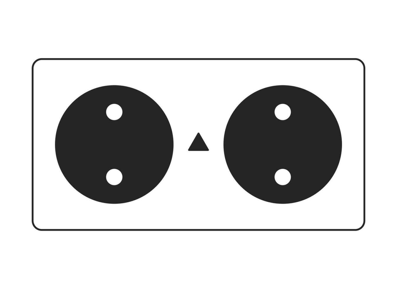 elektrisk uttag platt svartvit isolerat vektor objekt. kraft tillförsel. elektrisk enhet. redigerbar svart och vit linje konst teckning. enkel översikt fläck illustration för webb grafisk design