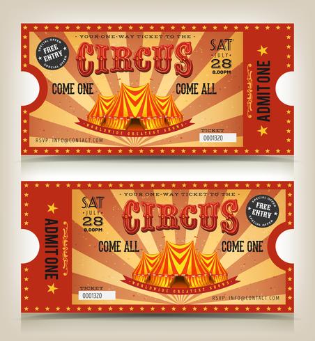 Vintage Zirkus Eintrittskarten vektor