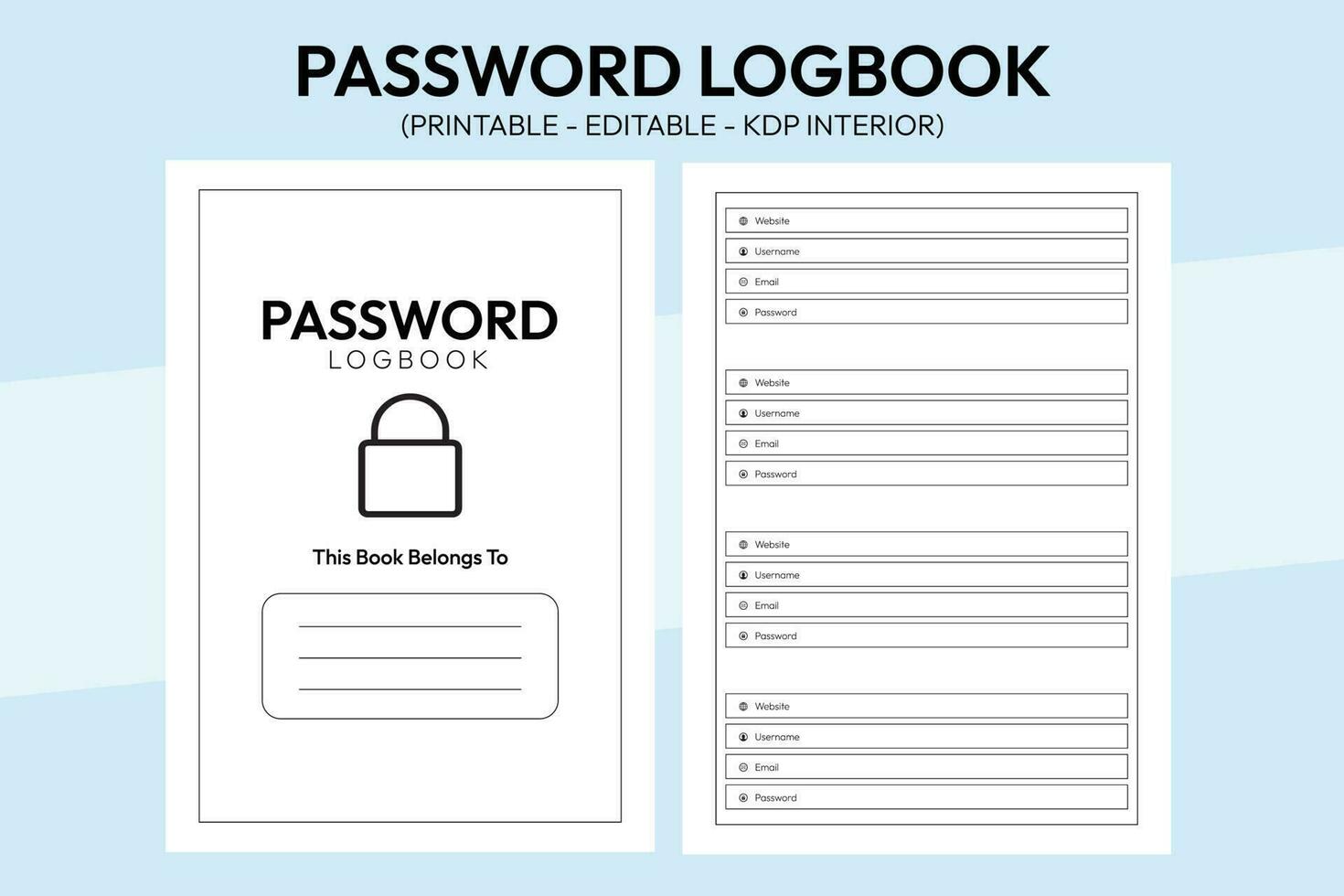 modern und minimalistisch Passwort Logbuch kdp Innere Design vektor