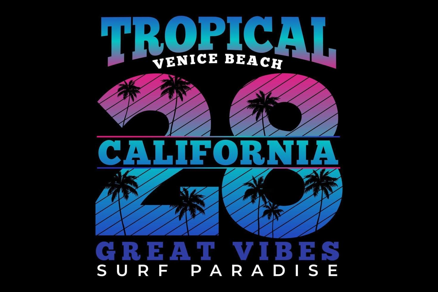 t-shirt tropisk kalifornien vibbar surf paradis vintage stil vektor