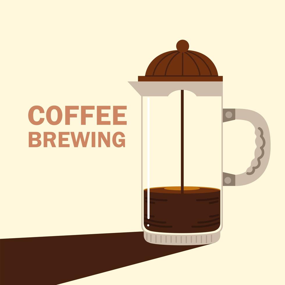 kaffebryggningsmetoder, fransk pressmaskin varm dryck vektor