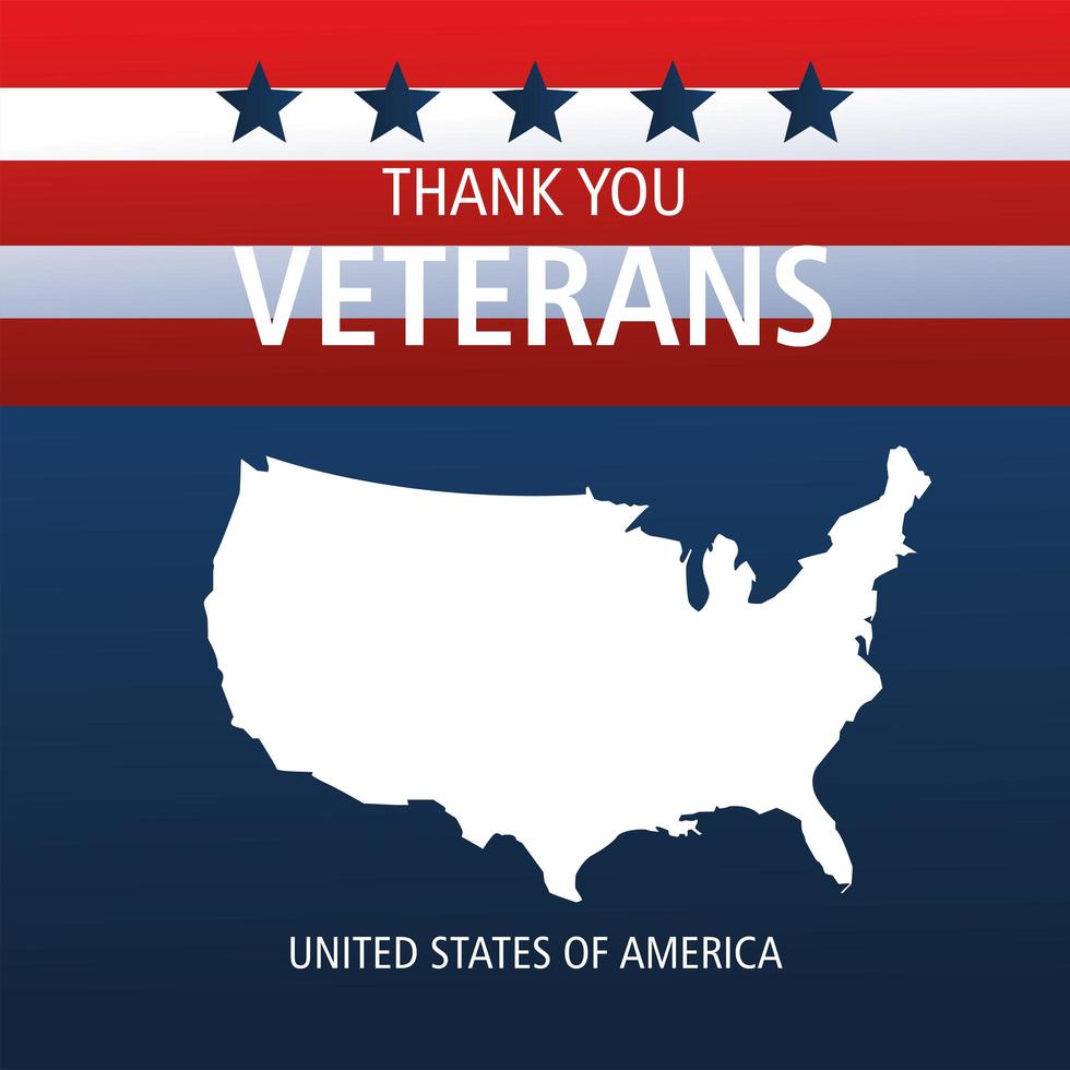 Happy Veterans Day, Silhouette Karte auf amerikanischer Flagge on vektor