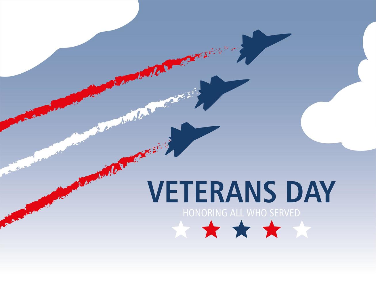 Happy Veterans Day, fliegende Flugzeuge feiern Gedenkveranstaltung vektor