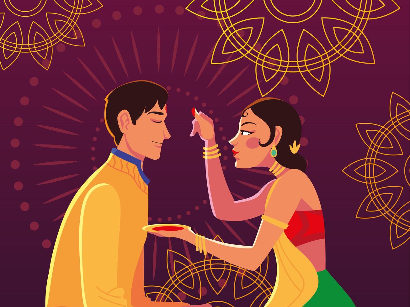 Happy Bhai Dooj mit indischem Mann und Frau Cartoon-Vektor-Design vektor