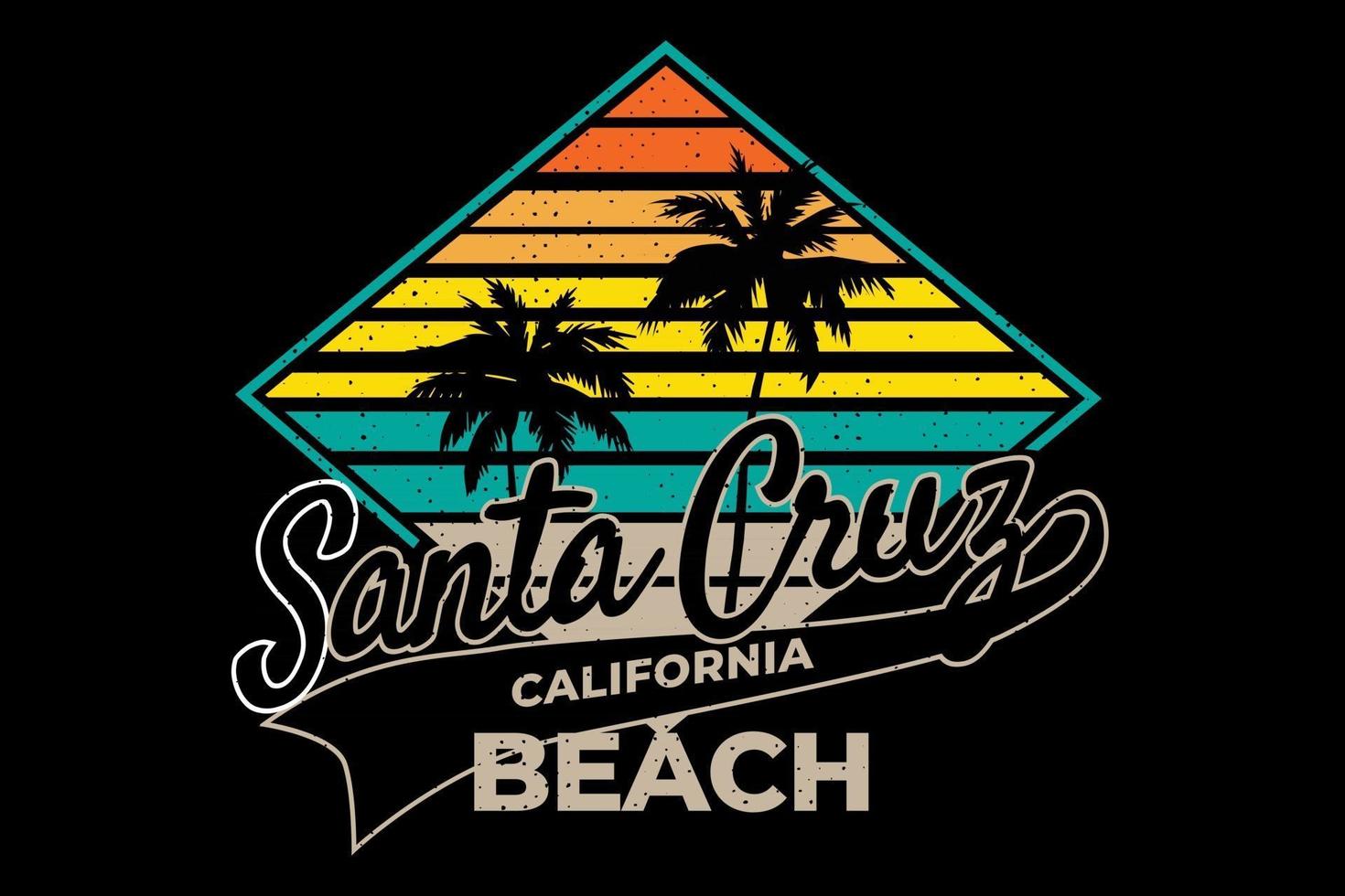 t-shirt santa cruz Kalifornien beach retro stil vektor