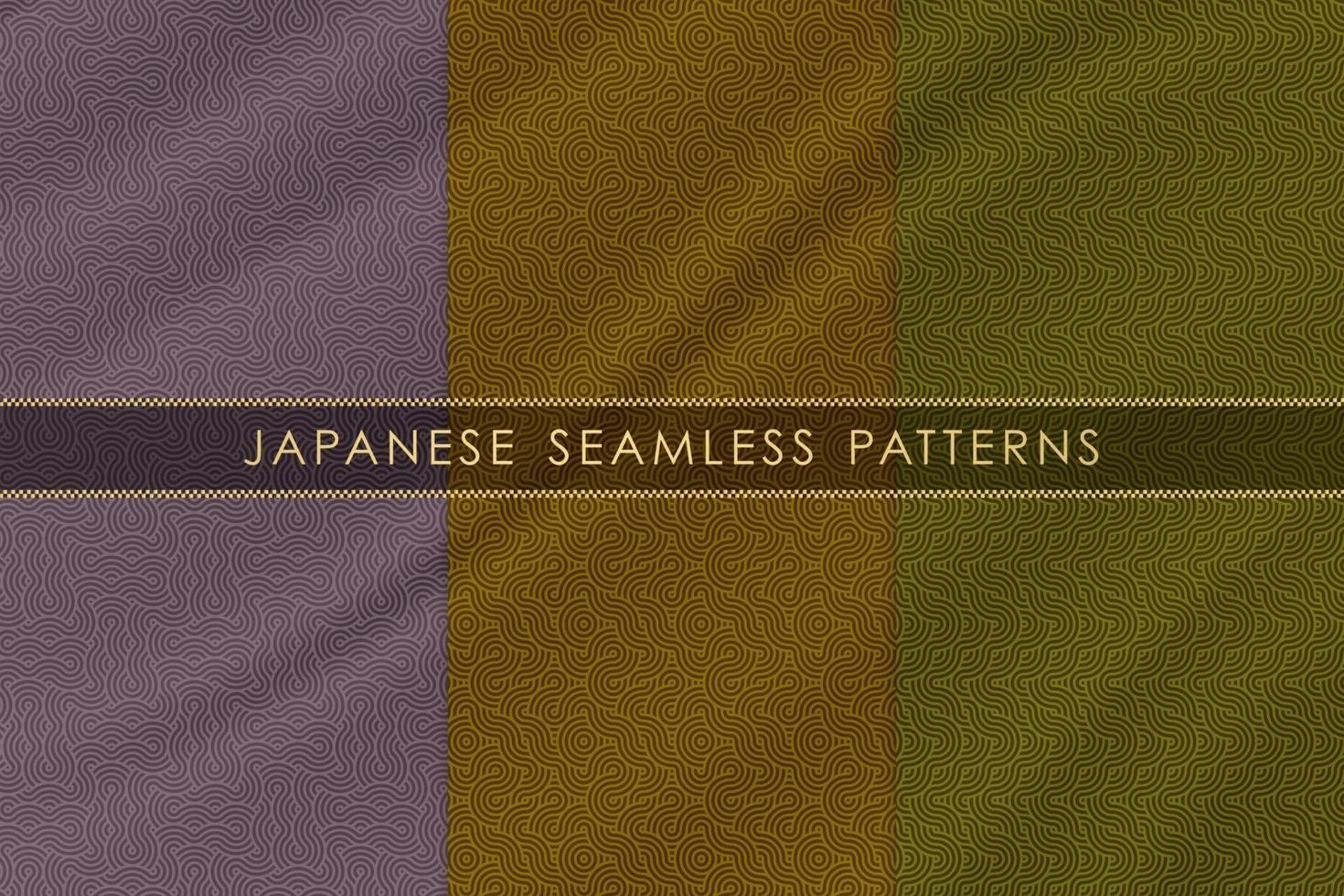 Satz japanisches nahtloses Muster traditionell mit Seidengewebebeschaffenheit vektor