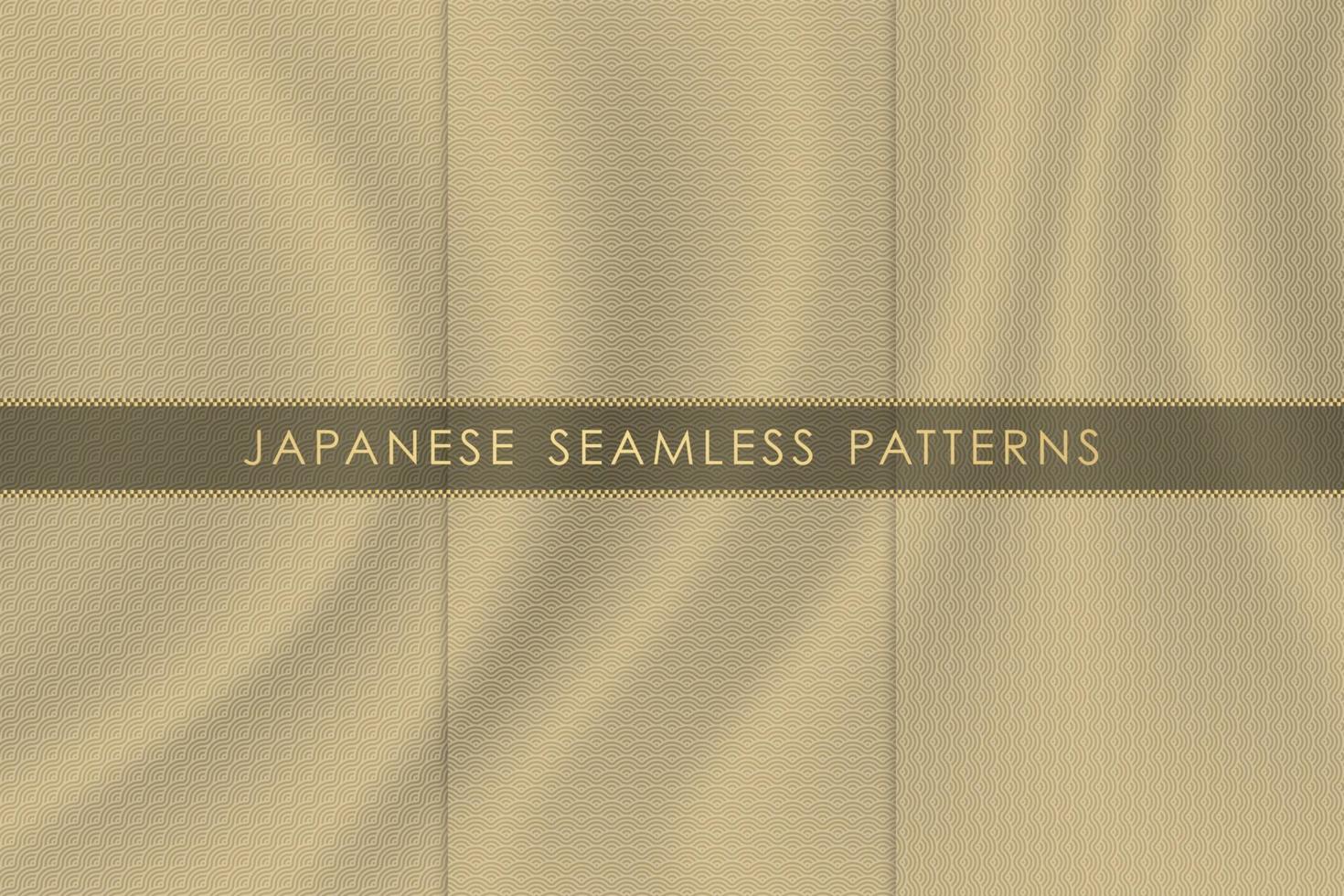 uppsättning japanska sömlösa mönster traditionella med siden tyg konsistens vektor