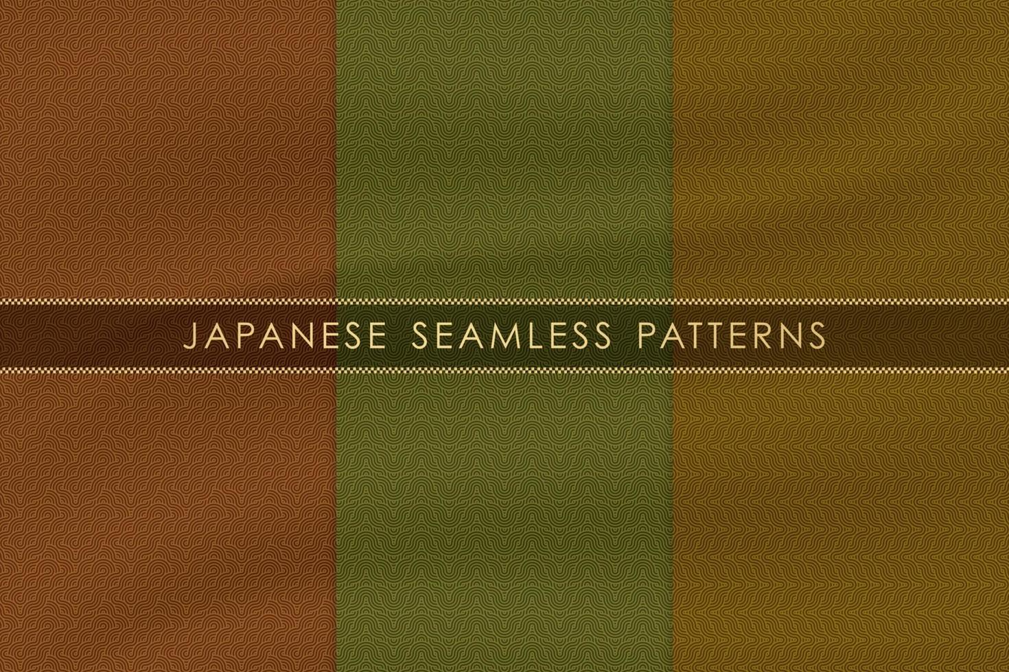 Satz japanisches nahtloses Muster traditionell mit Seidengewebebeschaffenheit vektor