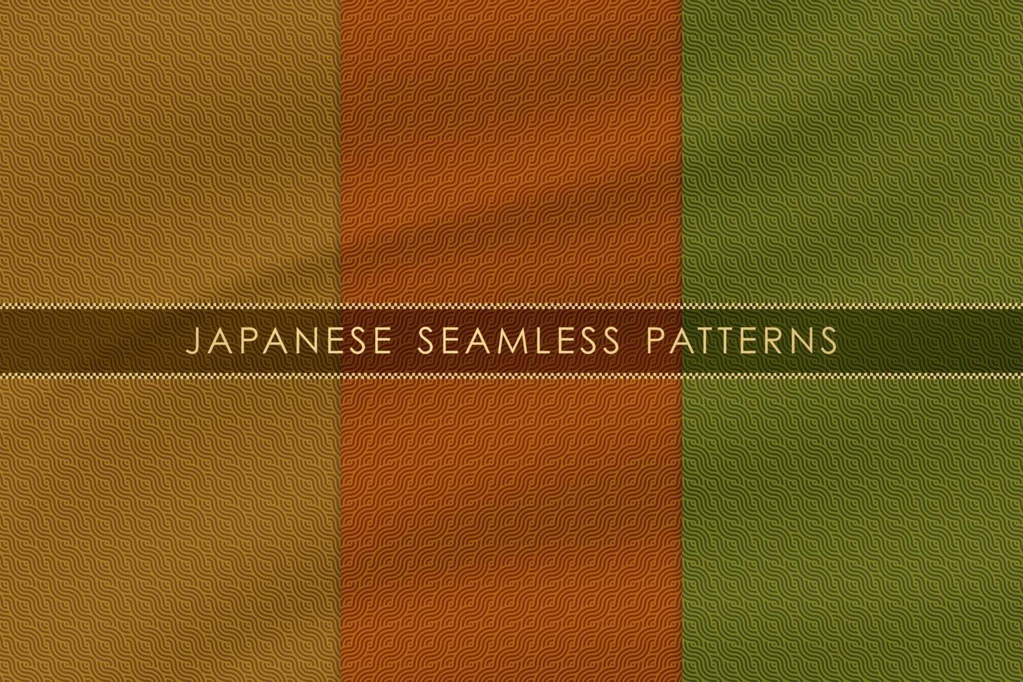 Satz japanisches nahtloses Muster traditionell mit Seidengewebebeschaffenheit. vektor