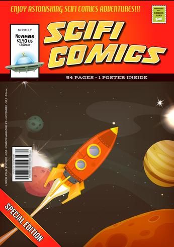 Comic-Scifi-Buchcover-Vorlage vektor