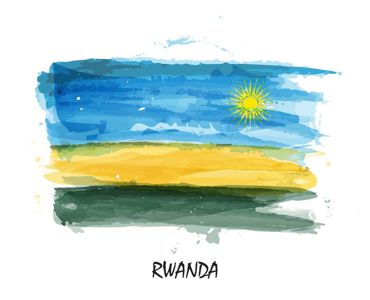 realistisk akvarellmålning flagga i rwanda. vektor