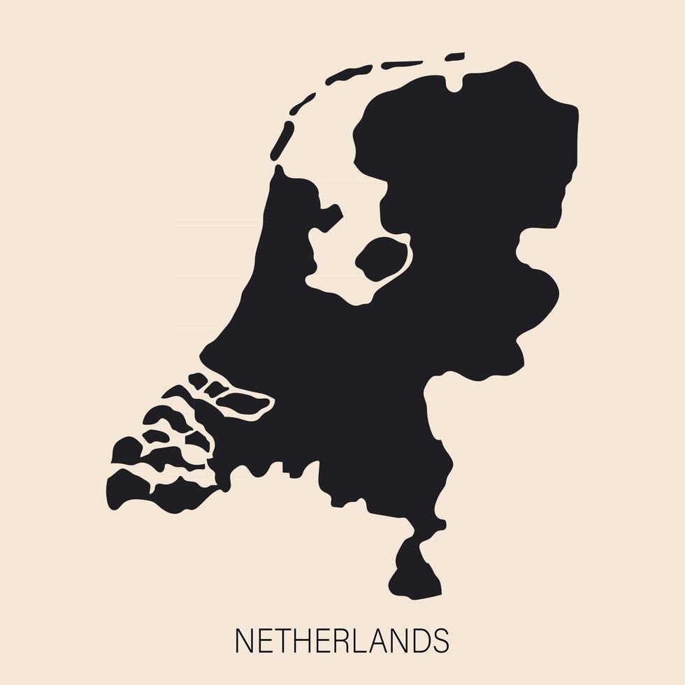mycket detaljerad Nederländerna karta med gränser isolerad på bakgrunden vektor