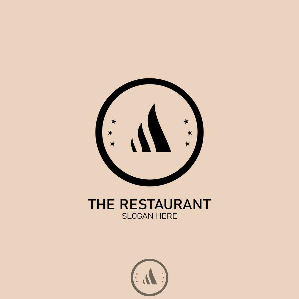 restaurang logotyp med elegant svart Färg, där är en stjärna ikon och en 3-rad symbol den där kurvor ordentligt från små till stor med en grädde Färg baground vektor