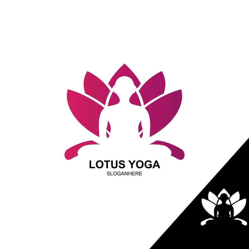 yoga logotyp begrepp, negativ Plats logotyp, lotus yoga, Färg kombination, isolerat vit baground vektor