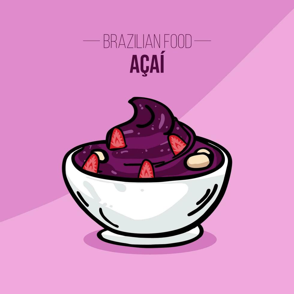 acai skål med frukt brasiliansk mat vektor