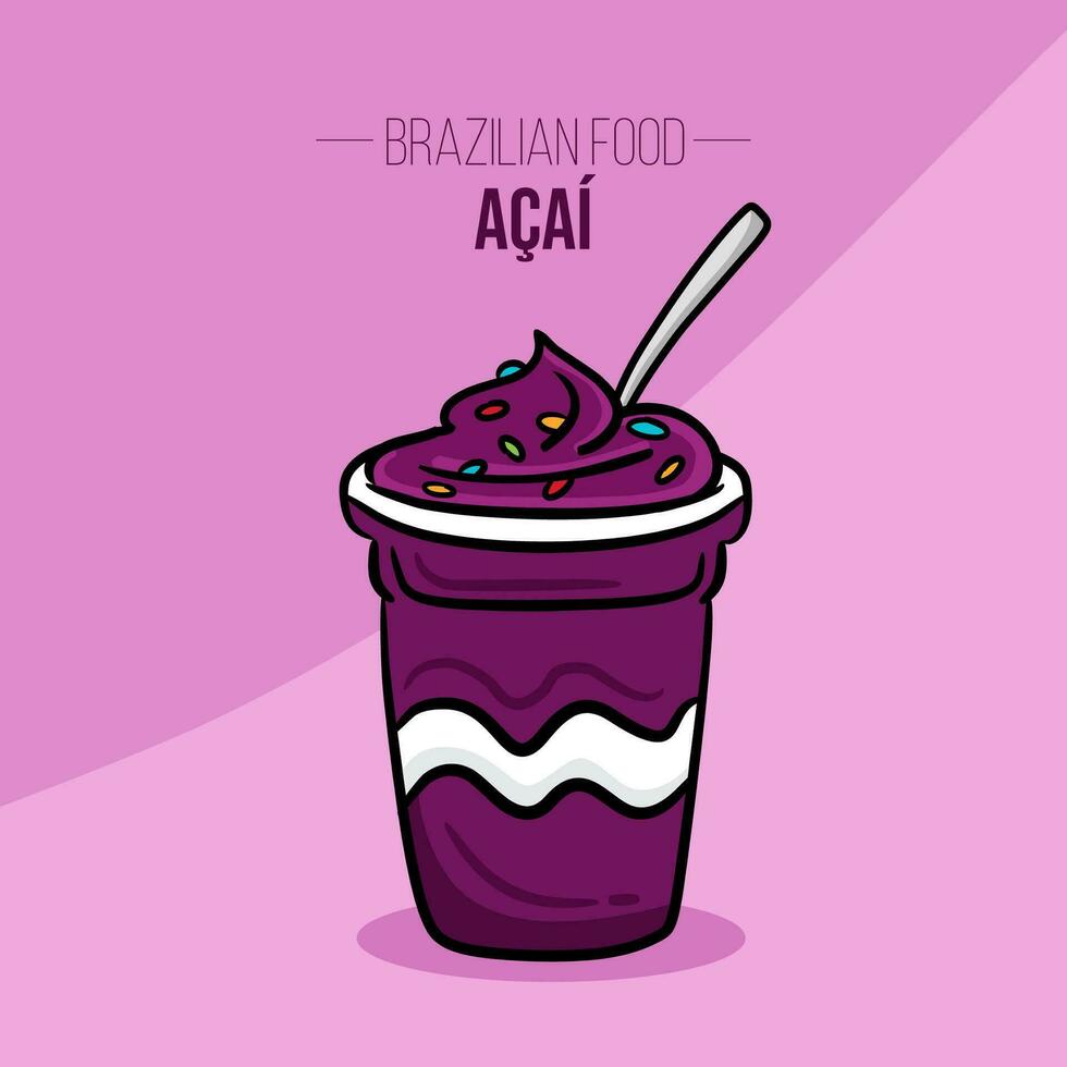 acai kopp med frukt brasiliansk mat vektor