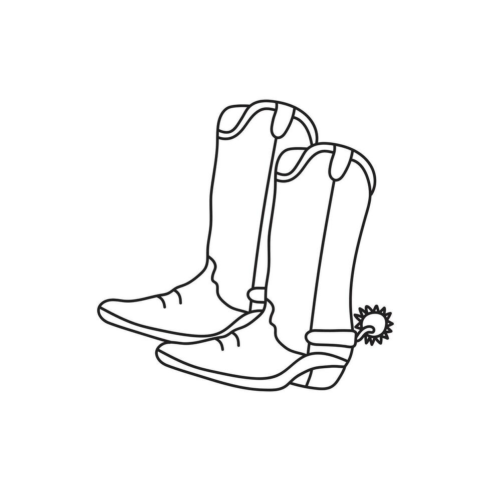 Hand gezeichnet Kinder Zeichnung Karikatur Vektor Illustration Cowboy Stiefel Symbol isoliert auf Weiß Hintergrund