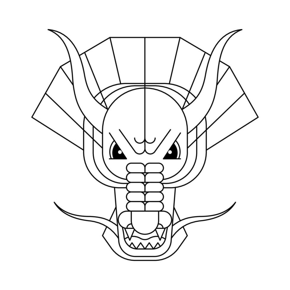 abstrakt geometrisch Chinesisch Tierkreis Drachen Kopf. asiatisch heilig Grafik Stil linear minimal Symbol modern Design von Güte und Leistung. japanisch traditionell uralt Schlange Monster- Gesicht. Vektor eps