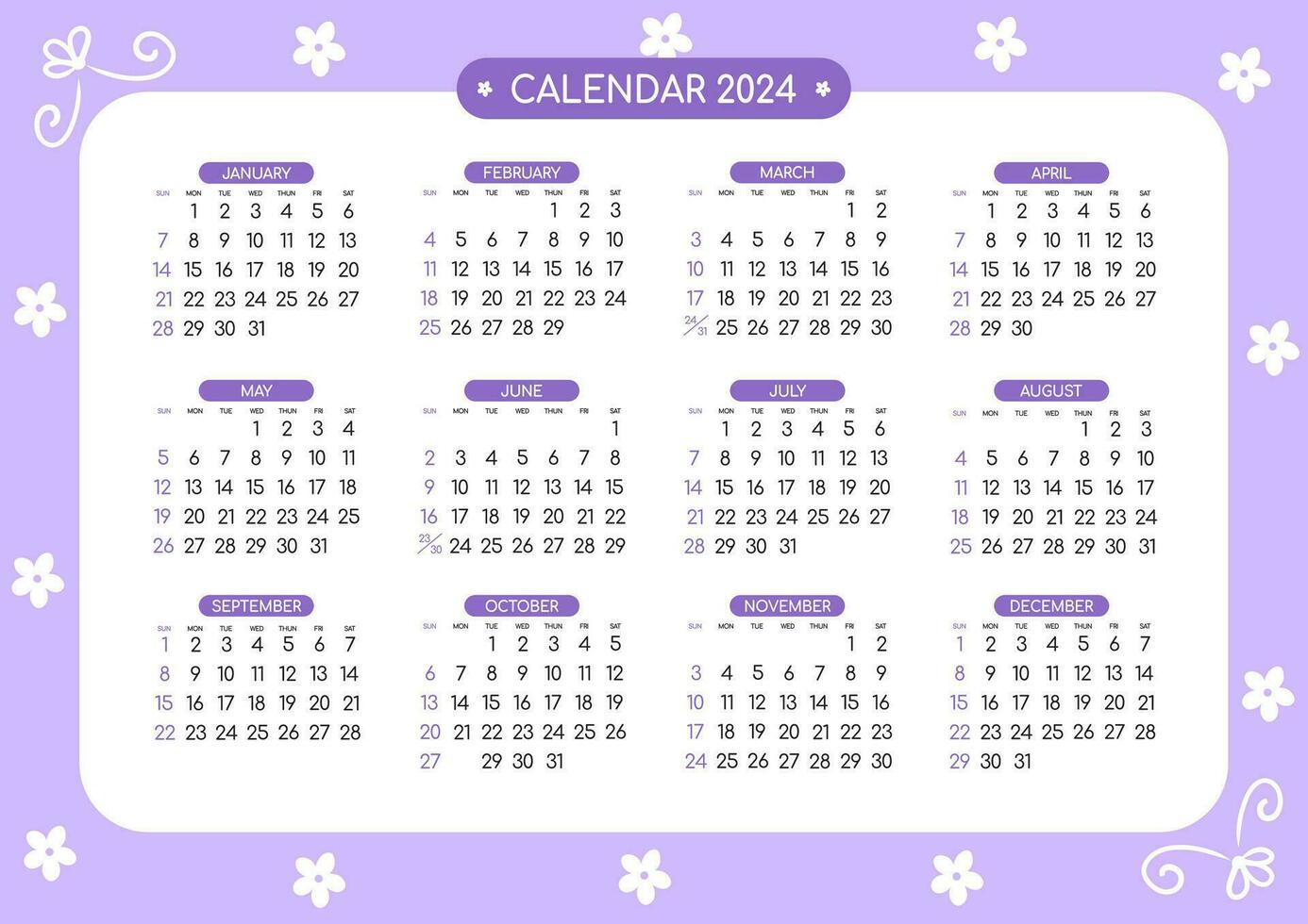Kalender 2024 - - alle Monate vektor