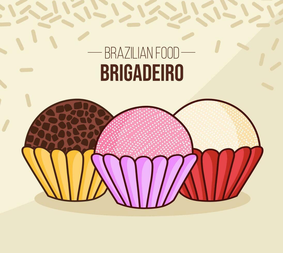 uppsättning av brigadeiro brasil - Brasilien - brasiliansk choklad mat vektor