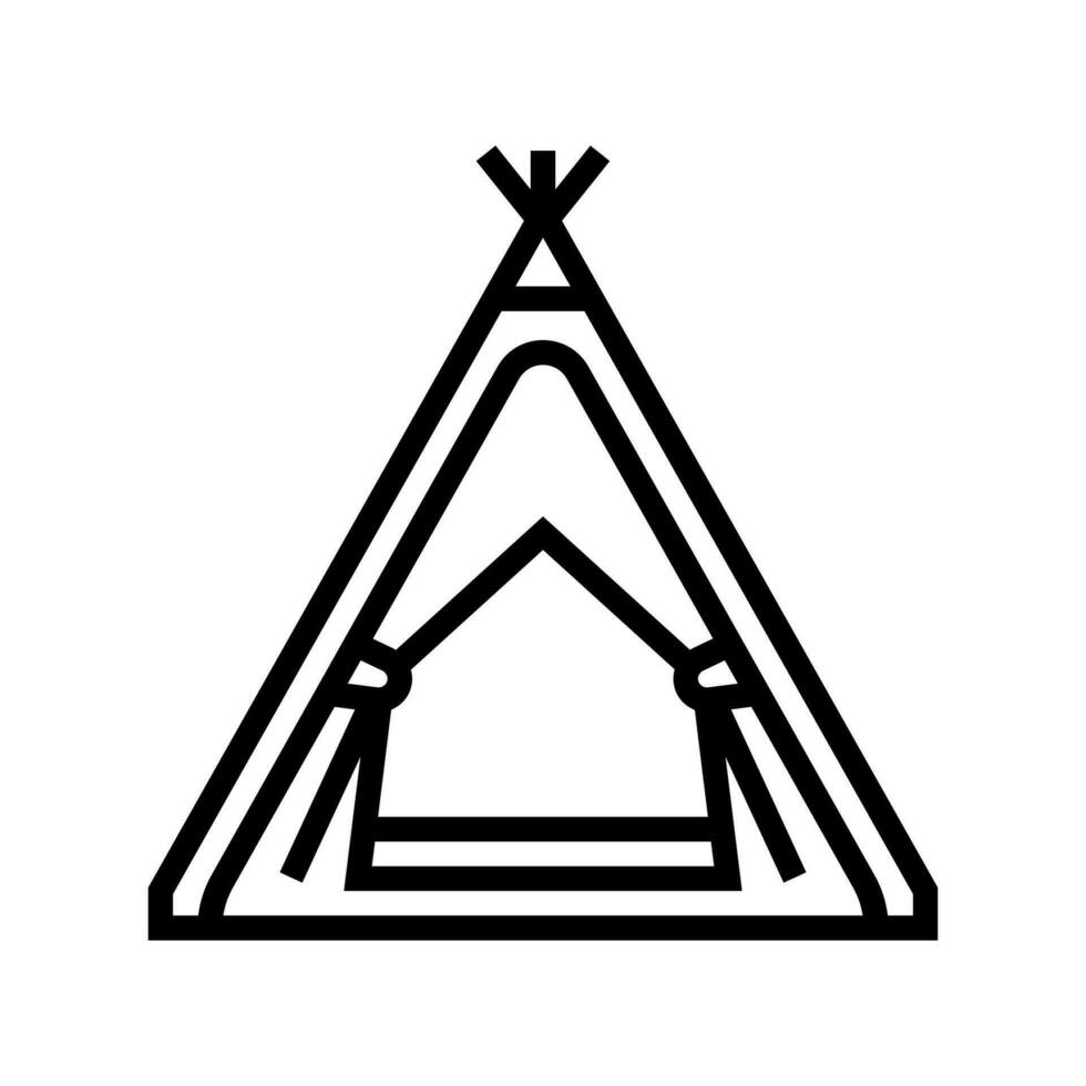 Tipi Zelt Kind Schlafzimmer Linie Symbol Vektor Illustration