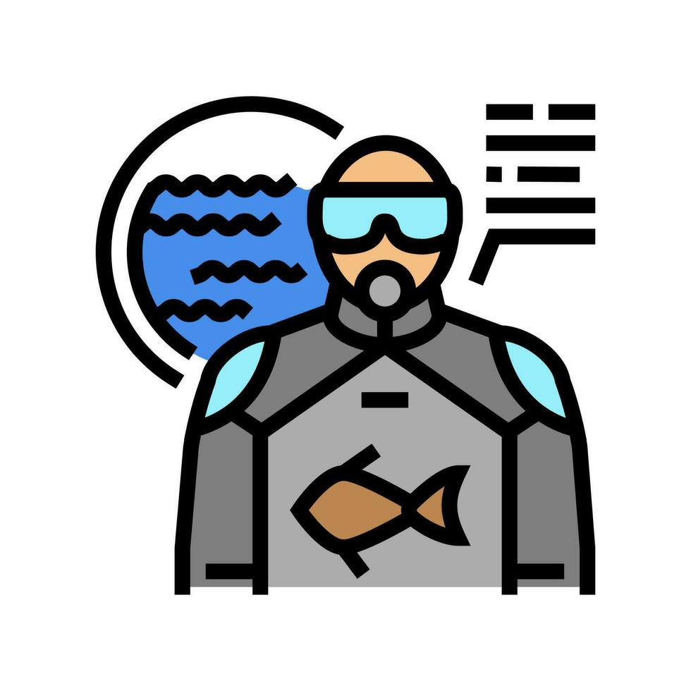 Marine Biologe Arbeiter Farbe Symbol Vektor Illustration