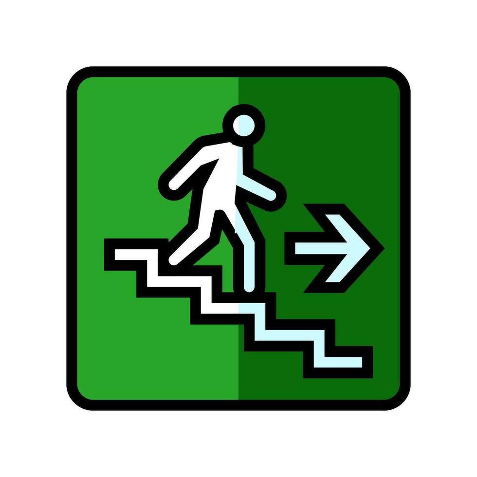 Treppe Nieder Evakuierung Notfall Farbe Symbol Vektor Illustration