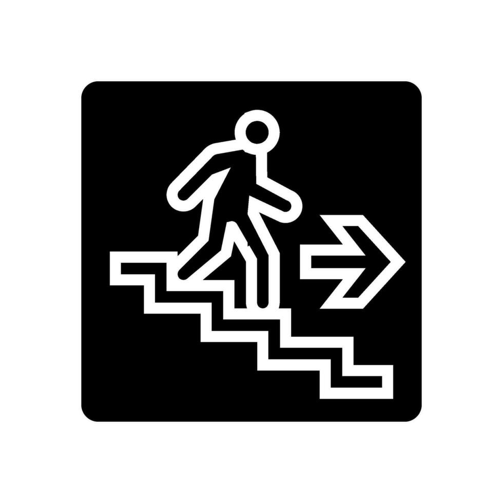 Treppe oben Evakuierung Notfall Glyphe Symbol Vektor Illustration