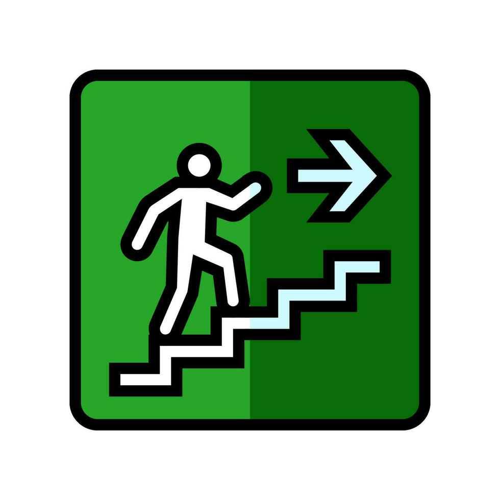 trappa upp evakuering nödsituation Färg ikon vektor illustration