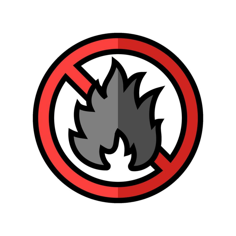 Nej öppen brand flamma nödsituation Färg ikon vektor illustration