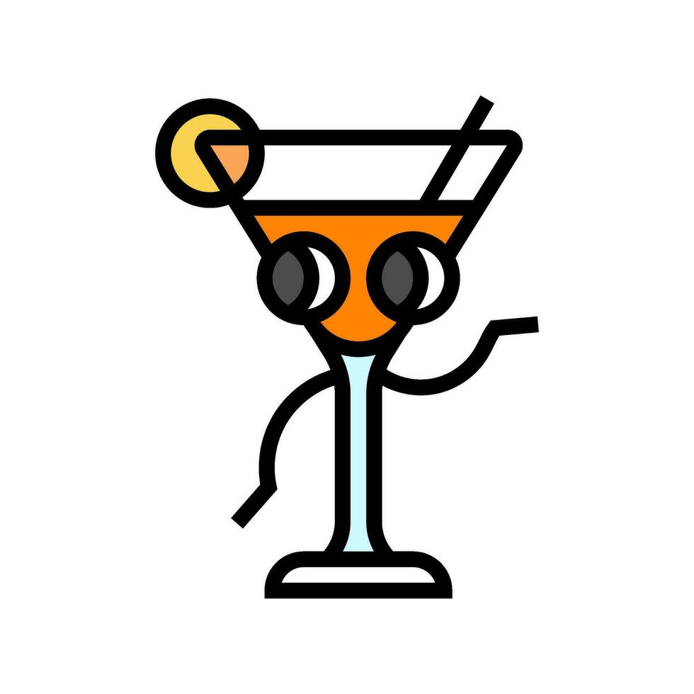 cocktail karaktär retro musik Färg ikon vektor illustration