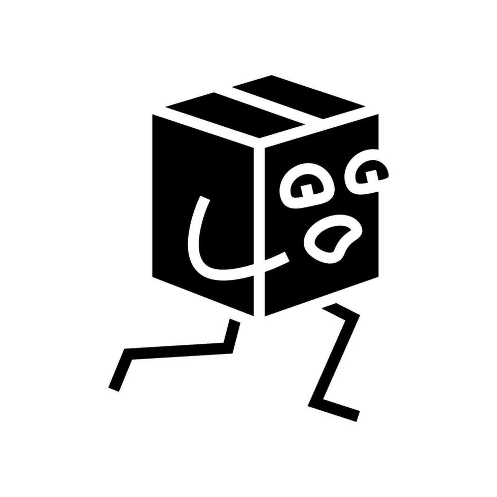 Lauf Karton Box Charakter Glyphe Symbol Vektor Illustration