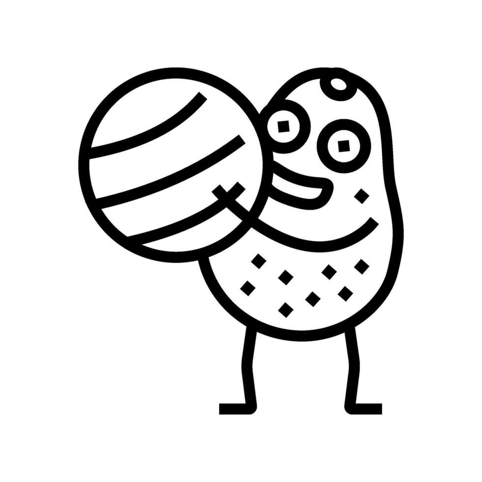 Avocado Obst Fitness Charakter Linie Symbol Vektor Illustration