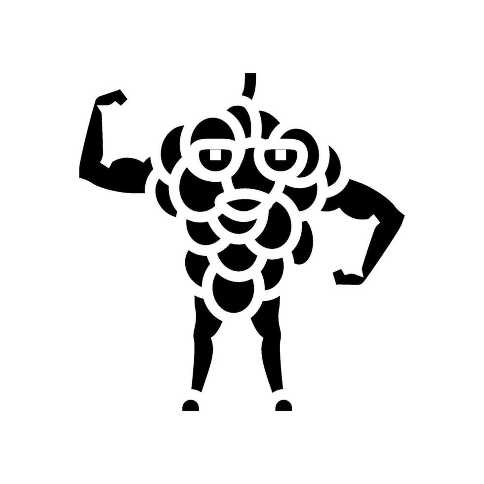 Trauben Obst Fitness Charakter Glyphe Symbol Vektor Illustration