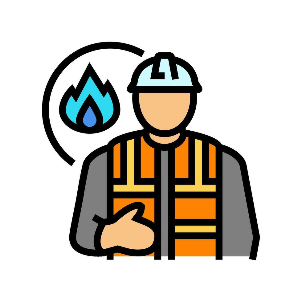Techniker Gas Bedienung Farbe Symbol Vektor Illustration