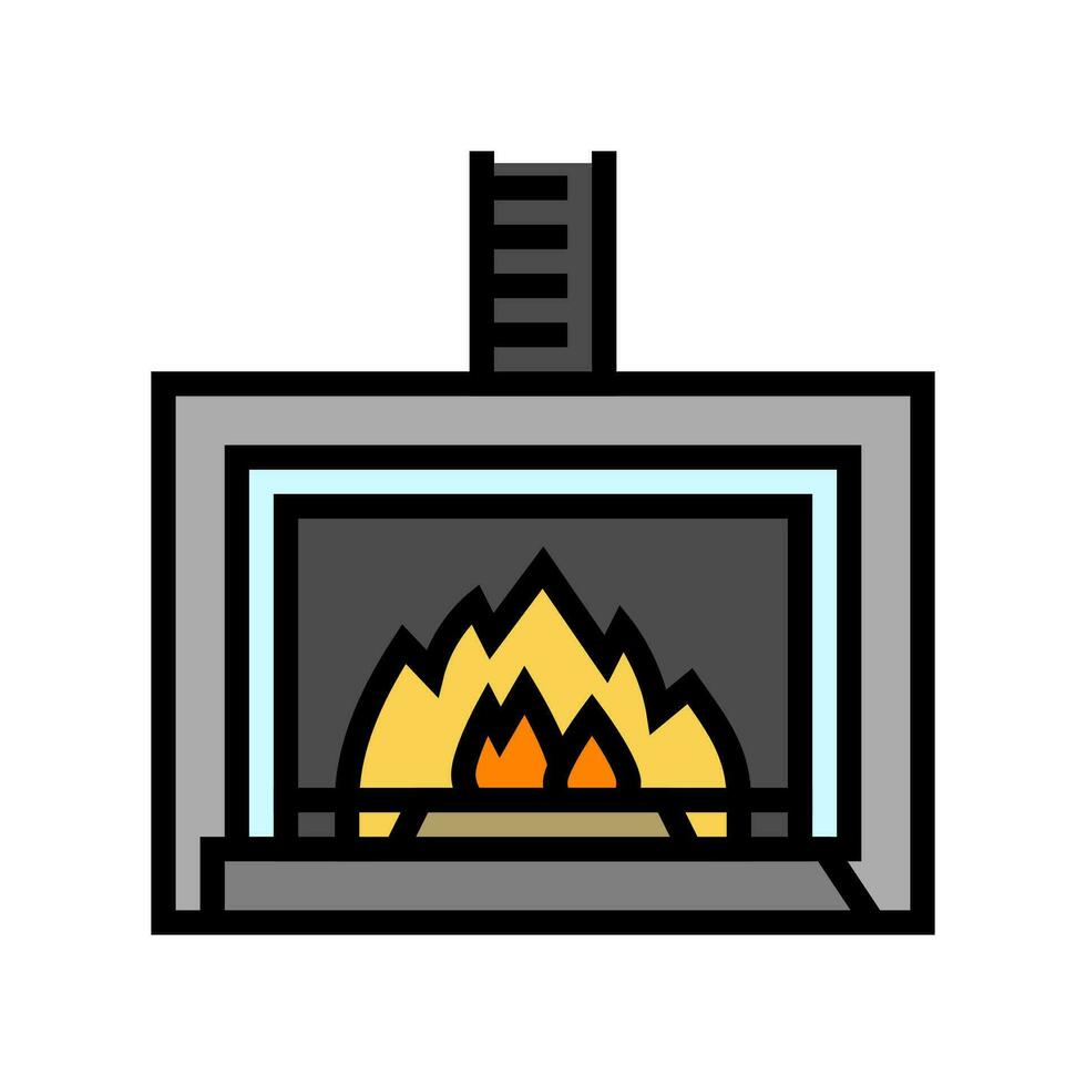 Kamin Gas Bedienung Farbe Symbol Vektor Illustration